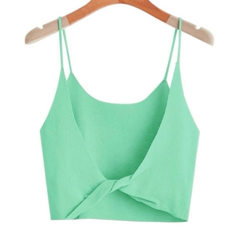 Mint green twist back tank top